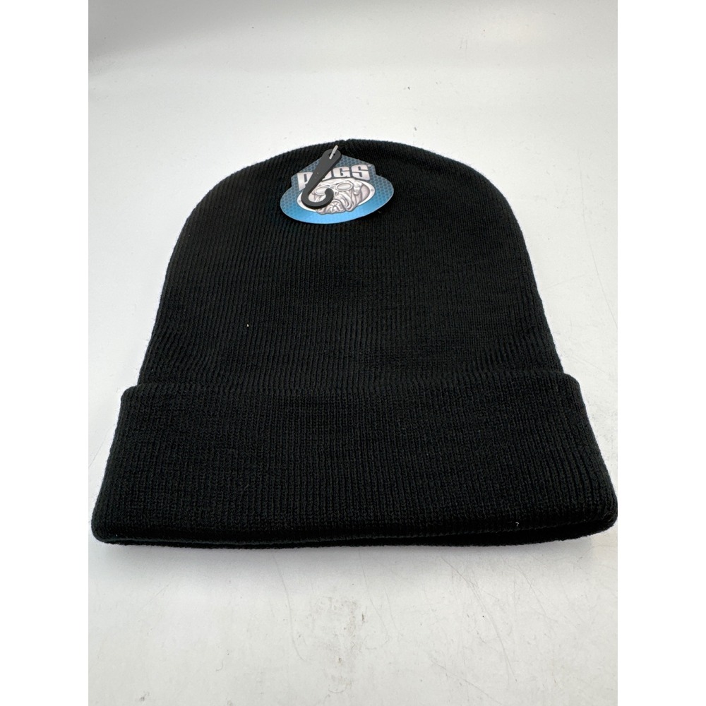 Pugs Black Ribbed Knit Cuffed Beanie Hat One Size New With Tags